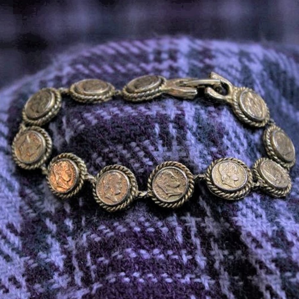 LJM Vintage Faux Coin Bracelet